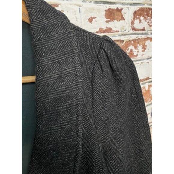 Free People Charcoal Gray Herringbone Gathered Puff Shoulder Wool Blend Jacket - Picture 14 of 16